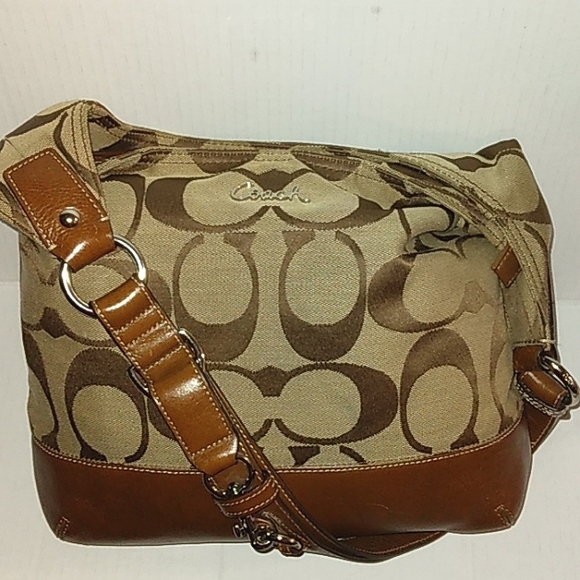 ☆Like New☆Gorgeous COACH Signature North South Convertible Pieced Leather Duffle - Picture 12 of 16